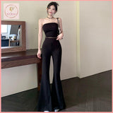 HB5487 Women's temperament tube top long legs high waist flared casual pants two-piece set