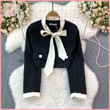 HB5649 Women's Fashion suit long sleeves, bowknot, V neck, jacket, two piece suit