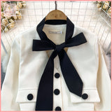 HB5649 Women's Fashion suit long sleeves, bowknot, V neck, jacket, two piece suit