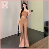 HB5487 Women's temperament tube top long legs high waist flared casual pants two-piece set