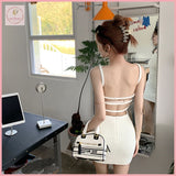 HB5473 Women's knitted suspender dress summer chic hip skirt short skirt seaside holiday sexy skirt