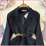 HB5404 Women's dress Black small suit jacket for women 2024 new style super good-looking suit high-end street-style dress