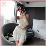 HB5338 Women's Coords two-piece feminine, high-end, off-shoulder, one-shoulder, navel-baring, pure lace style