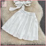 HB5635 Women's coords Fashion suit for women in summer, short shirt with collar and two-piece high waist, pleated skirt and short skirt