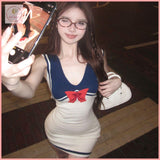 HB5582 Women's knitted vest dress hip-wrapped short skirt showing figure tube top skirt