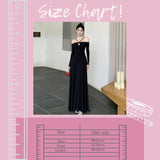 HB5255 Women's hollow neck long-sleeved dress high waist A-line skirt slim drape long skirt