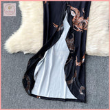 HB5629 Womens dress Scheming hollow low-cut halter neck suspender female sexy hot girl dress backless suspender printed dress