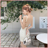 HB5473 Women's knitted suspender dress summer chic hip skirt short skirt seaside holiday sexy skirt