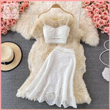 HB5377 Women's Summer Casual Fashion Skirts Suit Women Hallow Out