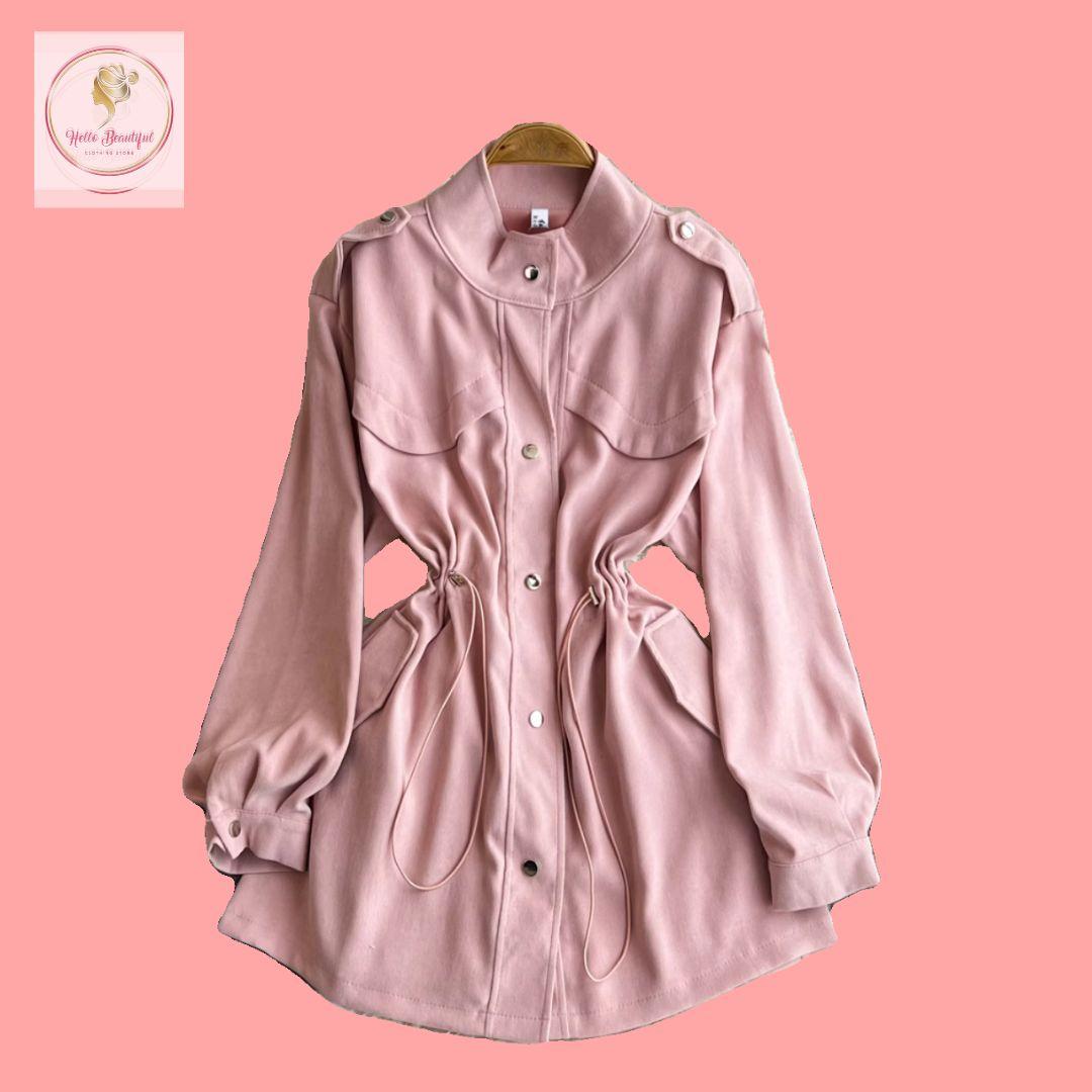 HB4714 Women's temperament windbreaker jacket spring and autumn style mid-length high-end tops