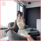 HB5338 Women's Coords two-piece feminine, high-end, off-shoulder, one-shoulder, navel-baring, pure lace style