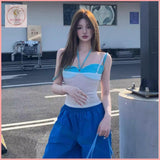 HB5479 Women's workwear style loose wide-leg trousers halter neck camisole vest three-piece suit