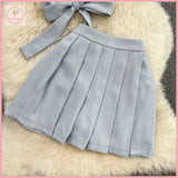 HB5635 Women's coords Fashion suit for women in summer, short shirt with collar and two-piece high waist, pleated skirt and short skirt