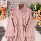 HB4714 Women's temperament windbreaker jacket spring and autumn style mid-length high-end tops