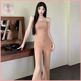 HB5487 Women's temperament tube top long legs high waist flared casual pants two-piece set