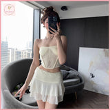 HB5338 Women's Coords two-piece feminine, high-end, off-shoulder, one-shoulder, navel-baring, pure lace style