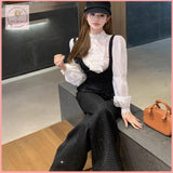 HB5515 Women's Flared overalls design casual pants new style sweet cool style trousers women's autumn and winter fashion jumpsuit wide-leg pants