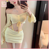 HB5570 Women's Coords Tight short one-shoulder long-sleeved T-shirt top for women in summer skirt two-piece suit