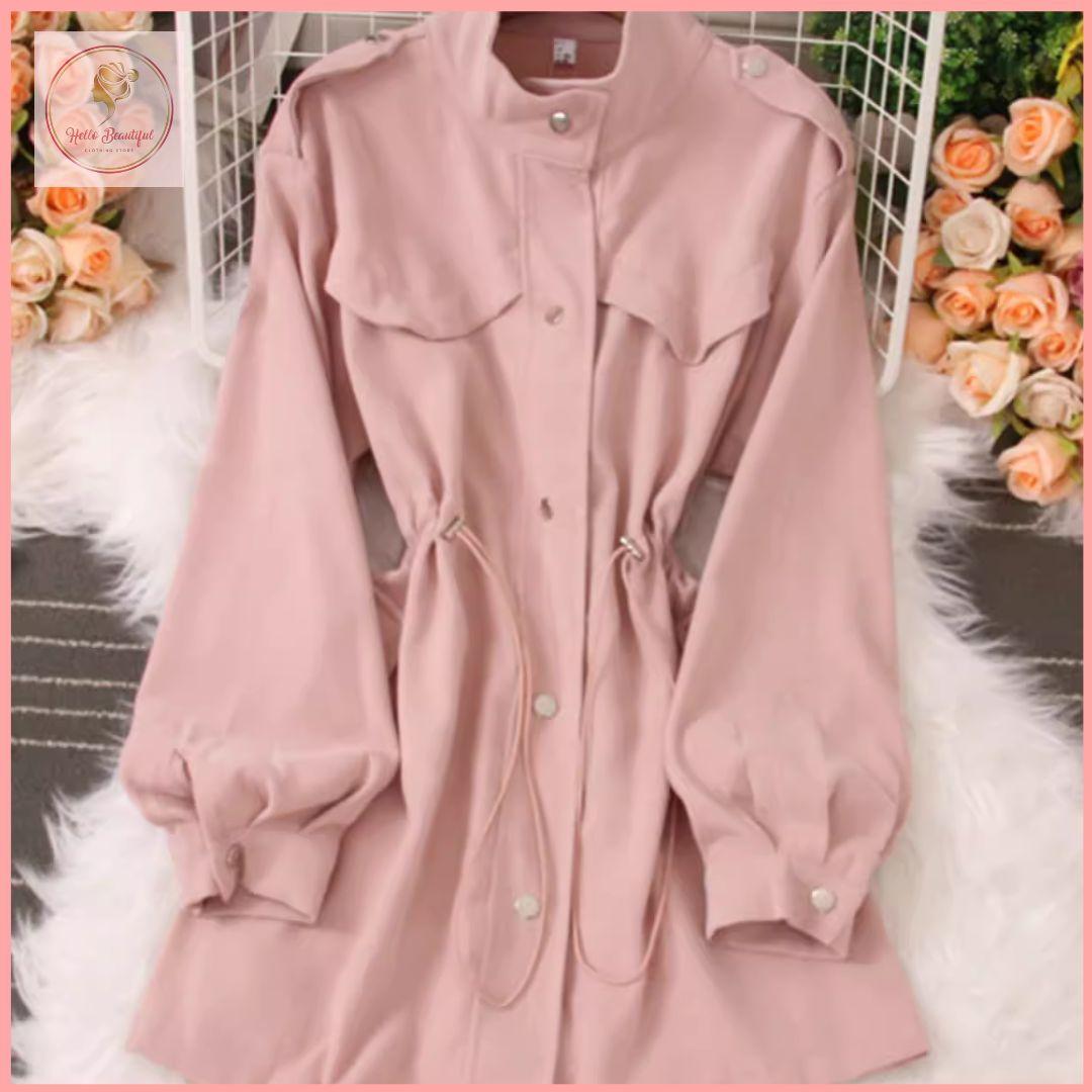 HB4714 Women's temperament windbreaker jacket spring and autumn style mid-length high-end tops