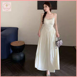 HB5436 Women's suspender dress skirt drawstring v-neck lace lace sleeveless long skirt