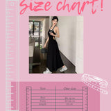 HB5438 Women's backless black halter dress slimming temperament A-line long skirt