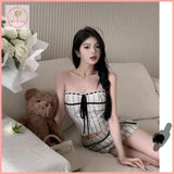 HB5467 Women's Striped Bowknot Tube Top Vest All-match Hip Skirt Pants