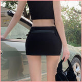 HB5054 Women's black skirt summer outer wear mini skirt pants a-line skirt