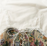 Retro Drawstring Bow Tie Floral Vest