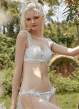 Japanese style pure desire petal white lace underwear set.