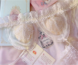 French Slim White Sheer Triangle Bra set