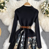 Chic High-End Pleated Knitted Dress