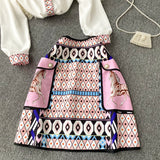 Chic Korean-style Loose Long sleeve shirt + High waisted skirt ( set )