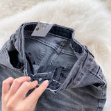 Stitching Raw Edge Micro-Bladed Jeans - Flared Pants