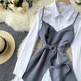 Two-piece Mid-Length Shirt  Women's Polo Dress