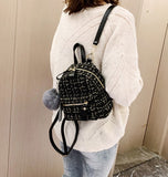 Mini Fashion Casual Multi-use Woolen Plaid Backpack