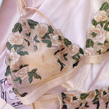 French Floral Embroidered Sexy Underwear set