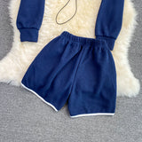 Casual Suit Drawstring Cropped Sweatshirt + Short | Two piece set