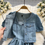 Denim Set - Women Short Cardigan + Dress