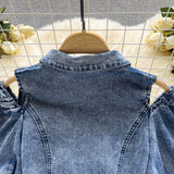 New Women Fashion Puff sleeved Denim Dress