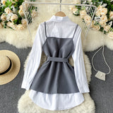 Two-piece Mid-Length Shirt  Women's Polo Dress