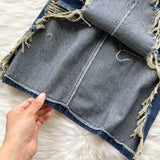 Denim Suits - Halter Neck Hollow Top + Skirt set