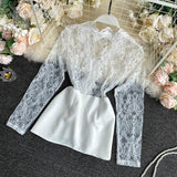 Professional Suit New Lace Stitching High Waist Short - Two piece (set)