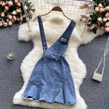 Women's Denim Suspender Skirt + Thin Round Neck T-shirt