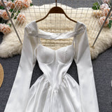 Sweet Puffy Dress - Long sleeved Vest  Two-piece (set)