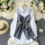 Two-piece Mid-Length Shirt  Women's Polo Dress