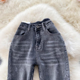 Stitching Raw Edge Micro-Bladed Jeans - Flared Pants