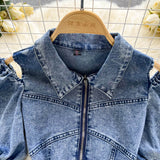 New Women Fashion Puff sleeved Denim Dress