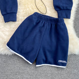 Casual Suit Drawstring Cropped Sweatshirt + Short | Two piece set