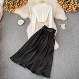 Fashion Casual Suit Women's High Waist Skirt+ Knitted Top