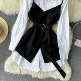 Two-piece Mid-Length Shirt  Women's Polo Dress